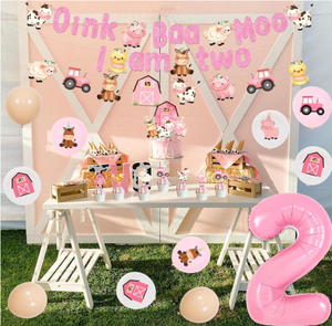 Décorations de fête d'<span class=keywords><strong>anniversaire</strong></span> 2 ans Fille de <span class=keywords><strong>la</strong></span> <span class=keywords><strong>Ferme</strong></span> : Drapeaux et Bannières Animaux de <span class=keywords><strong>la</strong></span> <span class=keywords><strong>Ferme</strong></span> Roses, Décorations de Gâteau Cupcake, Ballons en Latex Imprimés, Ballons en Aluminium 0-9 - Product Image 5