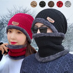 Mũ Lông Cừu San Hô Mũ Mùa Đông Mũ Len Mềm Cho Nam Nữ Mũ Beanies Cho Cả Nam Và Nữ Bộ Găng Tay Khăn Quàng Cổ Tròn Dệt Kim Dày Mềm Mại Mùa Đông Ấm Áp