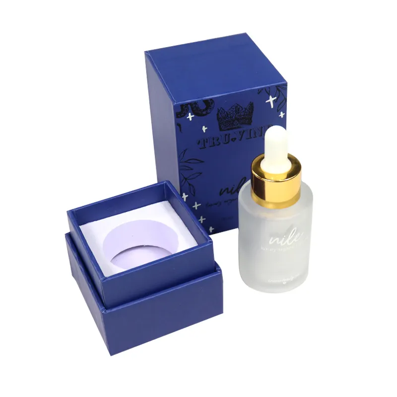 Custom Cardboard Cosmetics Dropper Bottle Box Packaging Single Essential Oil Packaging Box With Sponge/EVA Groove