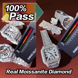 Người Đàn Ông Sang Trọng Của Thể Thao Đồng Hồ Moissanite Kim Cương Tester Thép Không Gỉ Bezel Điện Dự Trữ Mặt Trăng Giai Đoạn Vvs Kim Cương Báo Động Hollow - Product Image 2