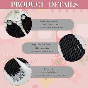 Queue de cheval pour enfants avec perles, 6 pouces, tresses torsadées à deux brins, queues de cheval tressées pour enfants avec perles, coiffures tressées protectrices - Product Image 4