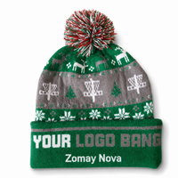 Gorro de punto navideño con pompón, suéter feo, reno, copo de nieve, disc golf, invierno, logotipo personalizado, unisex, OEM, venta al por mayor, MOQ bajo