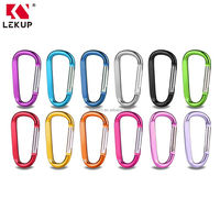 LEKUP Mousqueton en aluminium léger de 3 pouces en forme de D, 12 couleurs, pour porte-clés et crochets à ressort pour le camping et les fournitures de tente