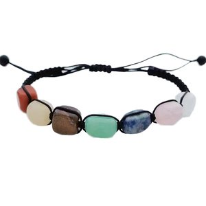 Natural 7 Chakra Feng Shui Ball-Shaped Die-Cut Striped <b>Adjustable</b> Healing Crystal <b>Bracelet</b> Wholesale - Product Image 3