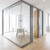 Cloison panoramique en verre double avec cadre en aluminium de 108 mm, verre renforcé insonorisé, séparateur pour bureaux et studios