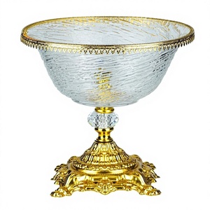 Tazón de Vidrio Ecológico de Diseño Italiano con Base de Metal, Chinni Posuda, para Mercados de Uzbekistán y Tayikistán, Uso en Fiestas - Product Image 1