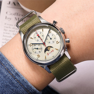 Montre originale pour homme de 1963, 40 mm, ST1908, phase de lune, mouvement à remontage manuel, chronographe mécanique, verre <span class=keywords><strong>saphir</strong></span>, cadran crème - Product Image 5
