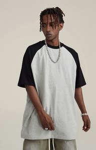 Magliette da uomo e donna traspiranti a blocchi di colore lunghe magliette da strada alla moda oversize - Product Image 3