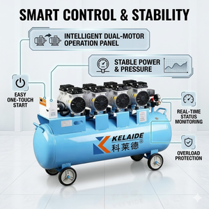 เครื่องอัดอากาศแบบลูกสูบ KELAIDE 804-120 3200W ความจุถัง 120 ลิตร อัตราการไหลสูงสุด 480 ลิตร/นาที แรงดัน 0.8Mpa แบบตั้งโต๊ะ ใช้ไฟฟ้ากระแสสลับ รุ่นอุตสาหกรรม - Product Image 1