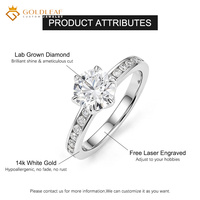 Goldleafgems 14 Ayar Beyaz Altın Yuvarlak Laboratuvarda Yetiştirilmiş Elmas Nişan Yüzüğü IGI Sertifikalı HPHT CVD DEF Özel Tasarım Düğün Yüzüğü