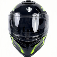 Casques de moto YM Flip Up, accessoires intelligents personnalisés unisexes à double visière de style allemand avec lumières LED