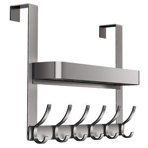 Porte-manteau mural avec étagère et 6 crochets, résistant à la rouille, pour chambre et placard - Product Image 1