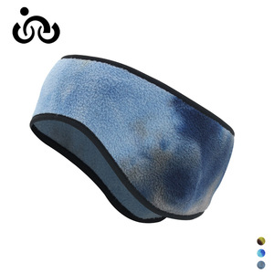 Fleece <b>Headband</b> With Ear Flaps Navy Blue And Sky Blue Tie Dye Pattern For Running Cycling Winter <b>Sports</b> Accessories - Product Image 2