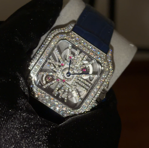 Reloj de Cuarzo Automático con Diamantes y Esfera Numérica de Moissanita de Color Moderno para Hombre, 5 BAR, Cuadrado, Reloj de Moissanita para Hombre - Product Image 1