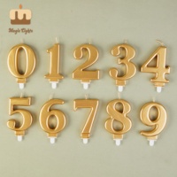 Bougies pour bouteilles de vin et décorations de gâteau pour fêtes d'anniversaire et de Noël, en forme d'étoile, ensembles de bougies numérotées dorées