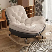 Fauteuil inclinable à bascule Penguin confortable en cuir, style moderne, luxe, nordique, italien, pour patio, salon, chaise d'appoint de loisirs