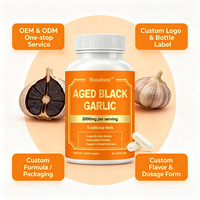 Capsules d'extrait d'ail noir fermenté naturel végétalien sans odeur, en gros, sous marque privée, antioxydant, complément alimentaire pour la santé