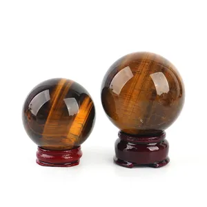 Support de sphère en cristal mini sphères porte-boule en gros pierre chat druzy grand quartz clair naturel 40mm support en bois fengshui