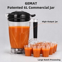 Blender Countertop Gemat 6L 3000W Motor Tembaga Murni 8 Mata Pisau Pengolah Makanan Panel Sentuh LED Blender Smoothie untuk Restoran Bar