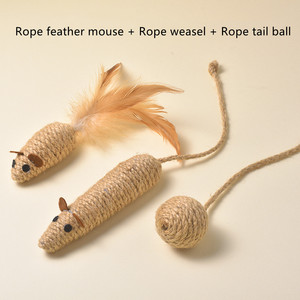 Corda interattiva di canapa gatto palla graffiare Anti-morso formazione comodo tocco auto-relax palla di canapa gatto giocattolo - Product Image 5