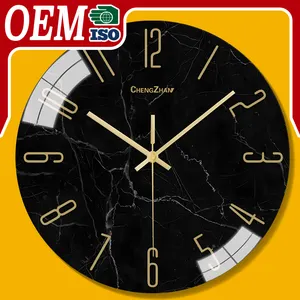 Wholesale Nordic design marble for bedroom living room and home decoration glass wall clock