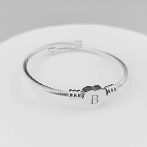 Biểu Tượng Tùy Chỉnh Đồ Trang Sức Khắc 26 Thư Thép Không Gỉ Twist <span class=keywords><strong>Rope</strong></span> Có Thể Điều Chỉnh Vòng Đeo Tay Trái Tim Mặt Dây Chuyền Mở Cuff Bangle Đồ Trang Sức - Product Image 6