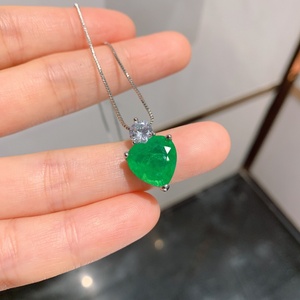 Fashion Eco-friendly Copper Necklace <b>Earrings</b> <b>Set</b> Emerald Green Heart Cut Cubic Zirconia Elegant Bridesmaid Brass Jewelry <b>Sets</b> - Product Image 2