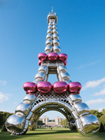 Art public ballon tour Eiffel Sculpture extérieur carré affichage paysage centre commercial décor métal artisanat classique Statue