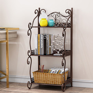 Estante de almacenamiento de hierro forjado, estante vertical vintage de tres capas para organización del hogar, cocina y baño, diseño rectangular duradero - Product Image 1