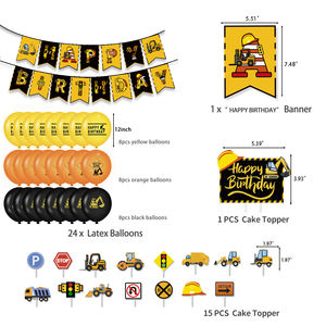 รถปราบดินสำหรับงานปาร์ตี้วิศวกรรม,อุปกรณ์ขุดงานปาร์ตี้เด็กอ่อนพร้อมป้ายตัวอักษรสุขสันต์วันเกิด X8002 - Product Image 4