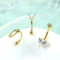 Toposh 14 Karat massives Gold klar CZ Labret Knorpel Tragus Daith Ohrringe Nase Ohr stecker Nabel Bauchnabel Ring Piercing Schmuck