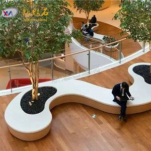 Nuevos Materiales de Construcción de Piedra GRC, Banco para Jardín de Terrazo, Blanco Gris, Personalizable, Resistente al Agua y a las Manchas, para Paisajismo - Product Image 3