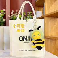 Porte-clés en peluche abeille Kawaii porte-clés en peluche animaux porte-clés poupée douce porte-clés sac pendentif pour filles femmes charme abeille Miniature