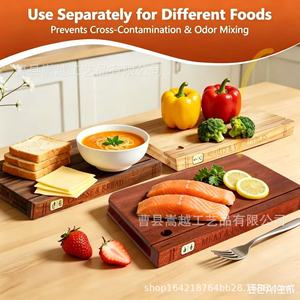 Over Acacia Wood Cutting Board <b>Set</b> <b>Square</b> Multifunctional For Vegetable Fruit And Cooked Food Sorting Home Use - Product Image 2