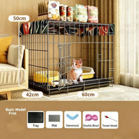 Cage pour chat en fer avec bouton, plateau en plastique, design pliable, fonction toilette, écologique, grande capacité, gain de place, maison d'intérieur pour chat de petite taille
