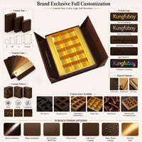 Boîte cadeau en chocolat personnalisée de luxe en carton rigide brun avec feuille d'or, 15 compartiments pour truffes, pralines, emballage de macarons