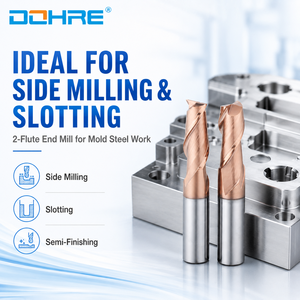 DOHRE <span class=keywords><strong>UEX</strong></span> HRC60 Fraise carrée CNC à 2 dents droites en carbure avec revêtement TiAlSiN 1/4 pour acier de moulage - Product Image 3