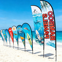 Promotion : Drapeau de plage personnalisé pas cher, drapeau plume Swooper de 8 pieds à vendre pour entreprises, avec kit de mât en fibre de verre et piquet de sol