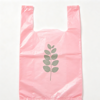 Sac en plastique imprimé rose, sac de transport en PEHD à motif végétal monocolore personnalisé pour supermarché