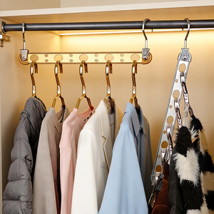 CSM Wardrobe Clothes Rack Aluminum Alloy Multi Hole <b>Hanger</b> Storage Solution For Home Dormitory Folding Design - Product Image 1