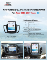 Android 13 tesla Écran 10.4 pouces Lecteur DVD de voiture Audio Stéréo Gps Navigation Système multimédia Vidéo de voiture pour Ford Kuga 2013-2017