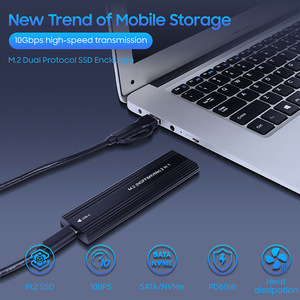 Carcasa M.2 a USB 3.1 para SSD, Adaptador de Protocolo Dual M.2 NVME <span class=keywords><strong>PCIe</strong></span> NGFF <span class=keywords><strong>SATA</strong></span> <span class=keywords><strong>M2</strong></span> para SSD 2230 2242 2260 2280 NVMeSATA M.2 - Product Image 5