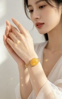Bracelet ouvert en argent pur 925 avec ambre jaune naturel de la mer Baltique, maille nid d'abeille et grandes perles – Véritable bijou en pierres précieuses
