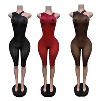 Nouvelle combinaison streetwear brillante à épaules dénudées 88708 - En stock - Yoga Sport - Tissu en dentelle ajusté mi-mollet