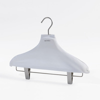 Cintre en plastique recouvert de tissu, rembourré, antidérapant, avec crochet métallique et pince à pantalon, 39 cm, pour rangement