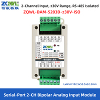 Module d'entrée analogique multi-canaux |   Modbus RTU 16 bits avec précision de 0,1 % |   Gamme 30V, RS-485, isolation CC 2500V |   Montage sur rail DIN