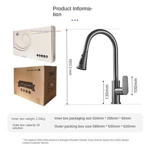 Grifo de cocina monomando de aluminio 6063 gris bronce, montado en encimera, con cabezal pulverizador de 3 modos, caño alto y cerámica, 5 años de garantía. - Product Image 6