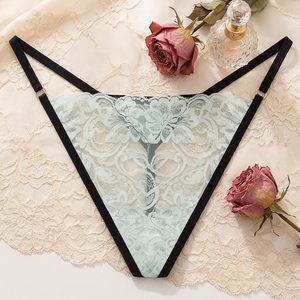 Tanga de Encaje Floral Transparente para Mujer, Tanga de Tirantes Finos, Cintura Baja, Ropa Interior Sexy Transparente para Mujer, OEM ODM - Product Image 4