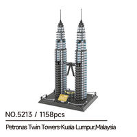 Wange 5213 Modèle de construction en blocs des célèbres tours Petronas, ornement pour enfants, unisexe, en plastique ABS, ensemble de blocs de construction