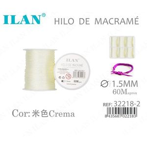 Corda per macramè Ilan 1,5 mm 60 m colore crema per artigianato e creazione di gioielli - Product Image 3